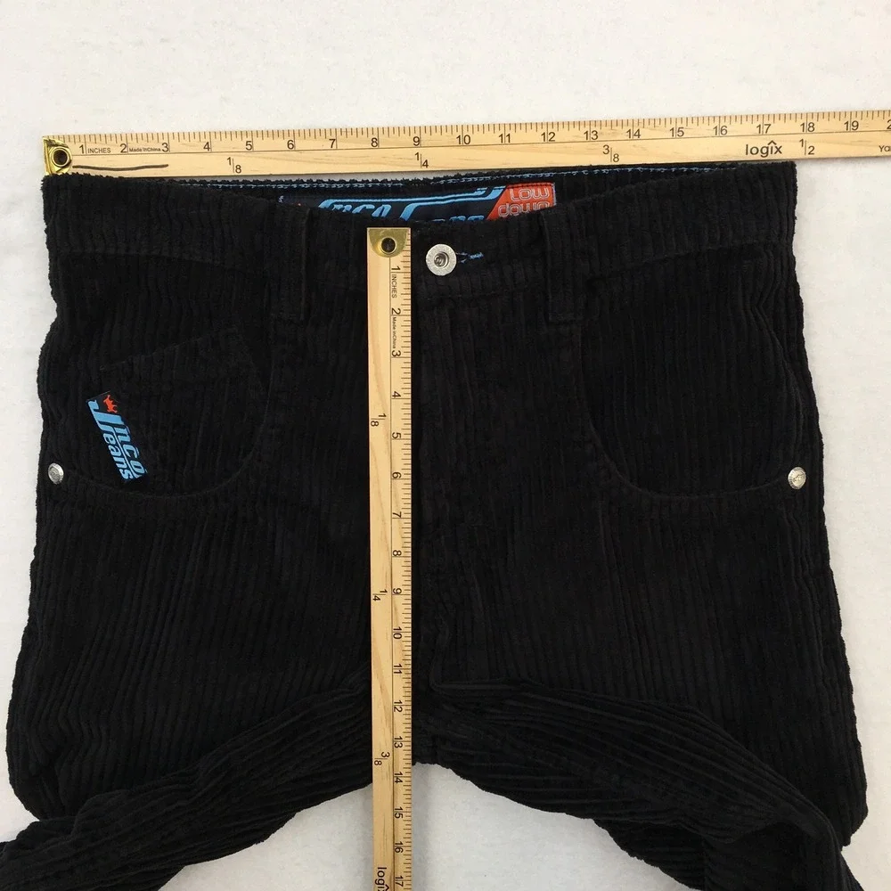 JNCO Jeans Low Down Classics 4 Wale Corduroy Pants Black Wide Leg Mens 32x32